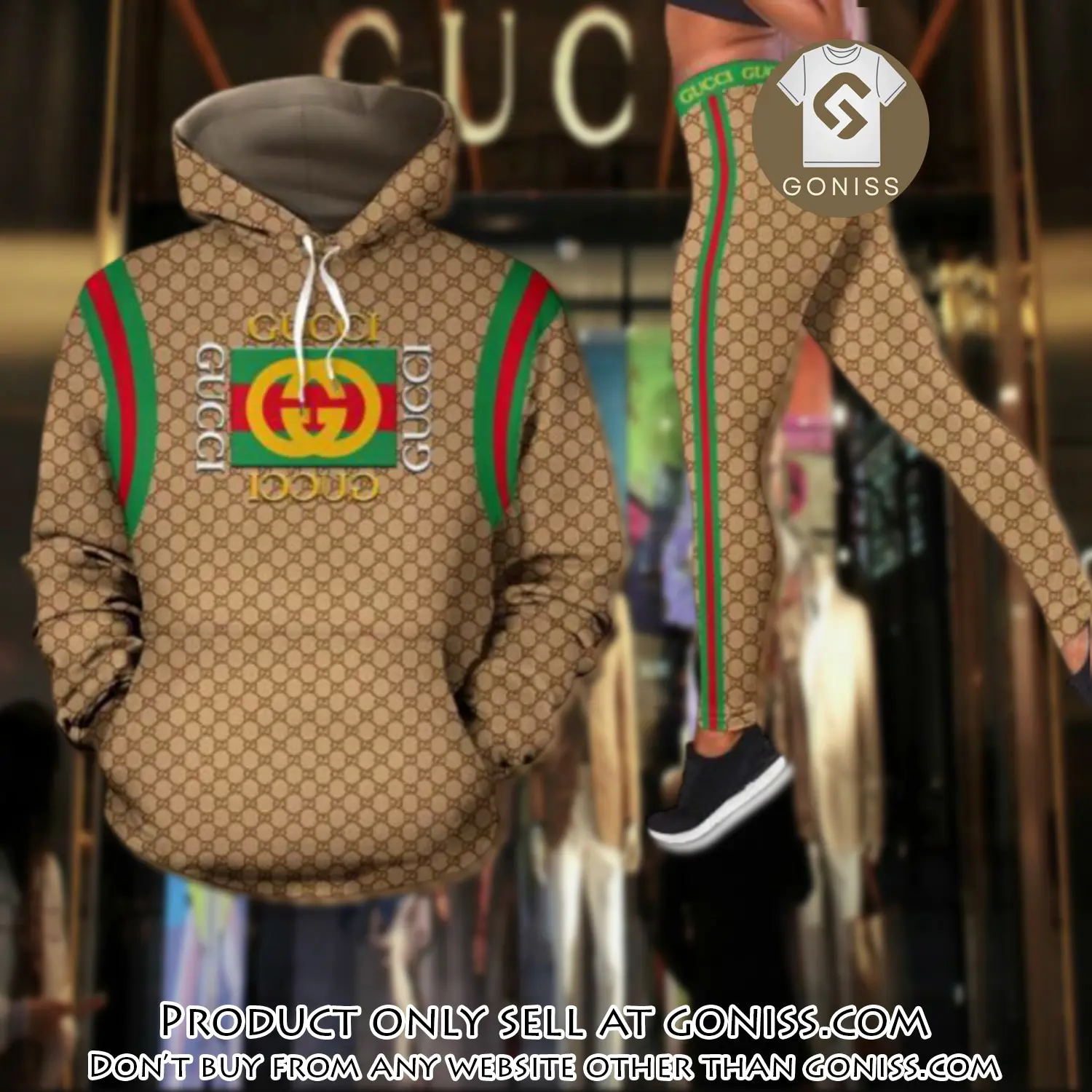 Gucci stripe hoodie legging set luxury for women gn0042569